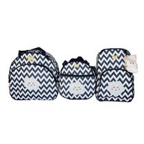 Kit Bolsas Bebê Maternidade Chevron Nuvem Marinho 3 Peças