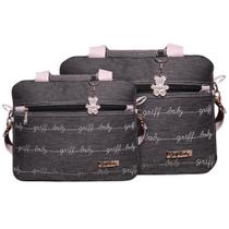Kit Bolsas Bordado Griff Baby Urban Cinza E Rosa Kit Bolsas Bordado Griff Baby Urban Cinza E Rosa