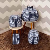 Kit Bolsas de Maternidade Chevron Zigzag Luxo Premium - Térmico e Impermeável