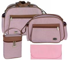 Kit Bolsas De Maternidade + Frasqueira E Trocador- Top Baby Rosa