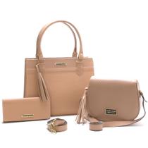 Kit Bolsas Feminina com Carteira Santorini Handbag Nude Kit Bolsas Feminina com Carteira Santorini Handbag Nude