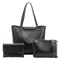 Kit Bolsas feminino 3 pçs Bolsa Grande + Bolsinha e Carteira