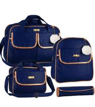 Kit Bolsas Maternidade com mochila e trocador azul marinho - Beka Baby