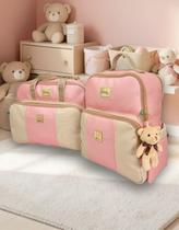 Kit Bolsas Maternidade Grande e Mochila Bebê Enxoval + Trocador Miellu - Linha Deluxe Cor:Marrom Kit Bolsas Maternidade Grande e Mochila Bebê Enxoval + Trocador Miellu - Linha Deluxe Cor:Marrom