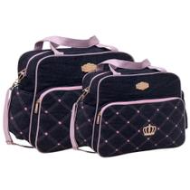 Kit Bolsas Maternidade Griff Baby Jeans E Rosa Premium Kit Bolsas Maternidade Griff Baby Jeans E Rosa Premium