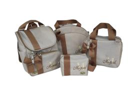 kit bolsas maternidade luxo 4 peças personalizadas