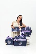 Kit Bolsas Maternidade Menina Personalizada Jeans Jardim Encantado Mala Luxo