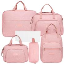 Kit Bolsas Maternidade Pirulitando Completo Bolinhas Rose - Pirulitando Baby