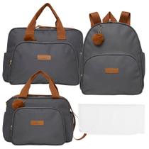 Kit Bolsas Maternidade Pirulitando Completo Família Cinza Kit Bolsas Maternidade Pirulitando Completo Família Cinza