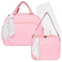 Kit Bolsas Maternidade Pirulitando G+F+T Bosque Rosa