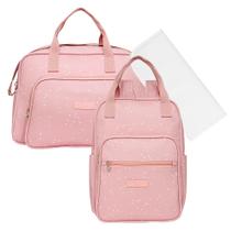 Kit Bolsas Maternidade Pirulitando G+M+T Bolinhas Rose