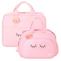 Kit Bolsas Maternidade Pirulitando GG+G Chuva de Amor Rosa