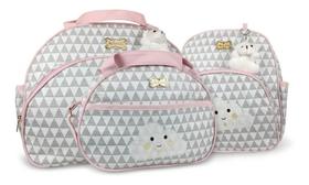 Kit Bolsas Mochila Bebê Saída Maternidade - Cinza com Rosa Kit Bolsas Mochila Bebê Saída Maternidade - Cinza com Rosa