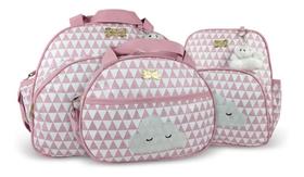 Kit Bolsas Mochila Bebê Saída Maternidade - Rosa com Branco