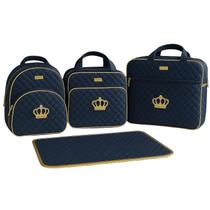 Kit Bolsas Saída Maternidade Para Bebê 4 Peças Estilo Coroa Dourada Kit Bolsas Saída Maternidade Para Bebê 4 Peças Estilo Coroa Dourada