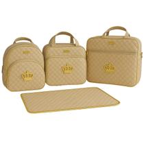 Kit Bolsas Saída Maternidade Para Bebê 4 Peças Estilo Coroa Dourada