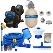 Kit Bomba 1/3 Cv E Filtro Aq12 Piscinas + Dispositivos Inox - Zizi Piscinas