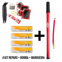 Kit Bomba Ar Manual + Reparo Pneu 4pçs + Mangueira