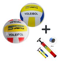 Kit Bomba + Bola De Vôlei Praia Quadra Profissional Macia
