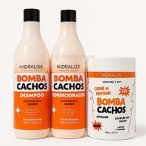 Kit Bomba Cachos 3 em 1 Hidralise - Shampoo + Condicionador + Máscara 1kg