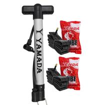 Kit Bomba De Ar Bicicleta + 2 Câmaras De Ar Kenda Aro 26 1.95/2.125 Schrader Bike MTB