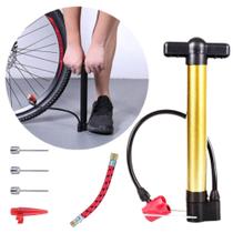 Kit Bomba De Ar Com 4 Bicos Encher Pneu Bicicleta Bola Facilidade Praticidade Manual
