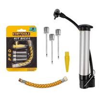 Kit Bomba De Ar Manual 25cm Vertical Com Bicos Para Encher Bolas Boia Agulha