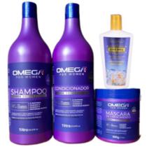 Kit Bomba De Vitamina Shampoo Condicionador 1L Mascara E Creme Corporal OmegaHair