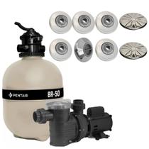 Kit Bomba Eixo Inox + Filtro Até 68M³ P/ Piscina E Disp Inox