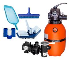 Kit Bomba Filtro F350 Nautilus 1/2 Cv C/ Kit Limpeza Piscina