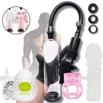 kit Bomba Peniana mais Anel Peniano com vibro Kit potencializador Masculino Egg Masturbador Capa Peniana Sexy Import