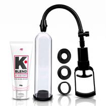 Kit Bomba Peniana Manual a Vácuo para Firmeza e Volume c/ 3 Anéis Gel Deslizante Neutro