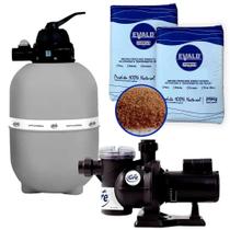 kit Bomba Piscina 1/3 CV e Filtro Piscina GRE 300 Fluidra + Areia 25 KG 2 Uni EVALD