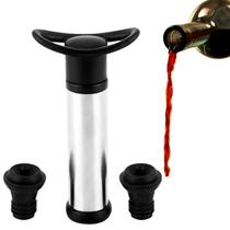 Kit Bomba Vácuo Garrafa Vinho Inox + 2 Tampas Silicone Vacu