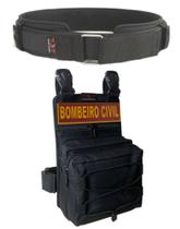 Kit Bombeiro Civil Bornal Com Bolso Duplo + Cinto Força Nacional + Patch Emborrachado Desert Coldres