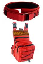 Kit Bombeiro Civil Bornal Com Bolso Duplo + Cinto Força Nacional + Patch Emborrachado Desert Coldres