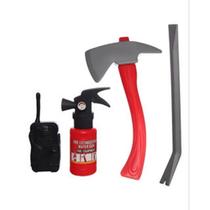 Kit Bombeiro Infantil Pé De Cabra Rádio Machado Extintor Kit Bombeiro Infantil Pé De Cabra Rádio Machado Extintor