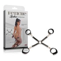 Kit Bondage - Bracelete e Tornozeleira Dourada - Fetiche Leather Collection