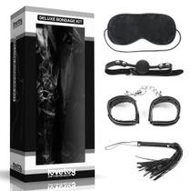 Kit Bondage Luxo com 4 Peças Mascara,Mordaça,Venda e Chicote Kit Bondage Luxo com 4 Peças Mascara,Mordaça,Venda e Chicote
