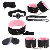 Kit Bondage Sado Fetiche na Cor Preto com Rosa - 07 Itens Kit Bondage Sado Fetiche na Cor Preto com Rosa - 07 Itens