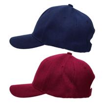 Kit Boné 2 Unidades Ajustável Aba Curva Adulto Unissex Simples Azul e Bordo