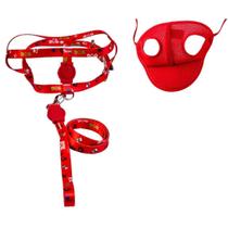 Kit Boné E Coleira Peitoral Para Cães E Gatos Nº0 - Vermelho