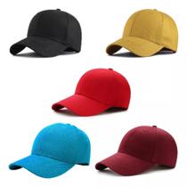 Kit Boné Liso 05 Cores Algodão Aba Curva Unissex Reforçado Top