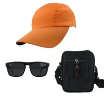 Kit Boné Liso Oculos De Sol Com proteção UV E Bolsa Pochete Bag - ODELL VENDAS ONLINE
