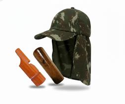 Kit Boné Proteção + Apitos Caça Perdiz 27 Apito Capivara Kit Boné Proteção + Apitos Caça Perdiz 27 Apito Capivara
