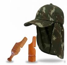 Kit Boné Proteção + Apitos de Caça Perdiz 27 e Apito Codorna Kit Boné Proteção + Apitos de Caça Perdiz 27 e Apito Codorna