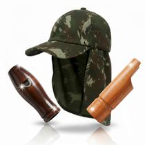 Kit Boné Proteção + Apitos de Caça Perdiz 27 e Apito Macuco Kit Boné Proteção + Apitos de Caça Perdiz 27 e Apito Macuco