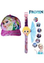 Kit Boné + Relógio Com Projetor De 06 Imagens Frozen Anna