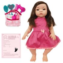 Kit Boneca Baby Kiss Bebê Vinil Macio C/ Bolsa Maternidade