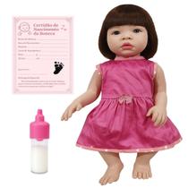 Kit Boneca Baby Kiss Tipo Reborn Infantil Mamadeira Certidão